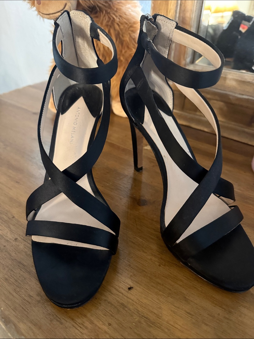 ANTONIO MELANI Black Strappy Stiletto Sandals